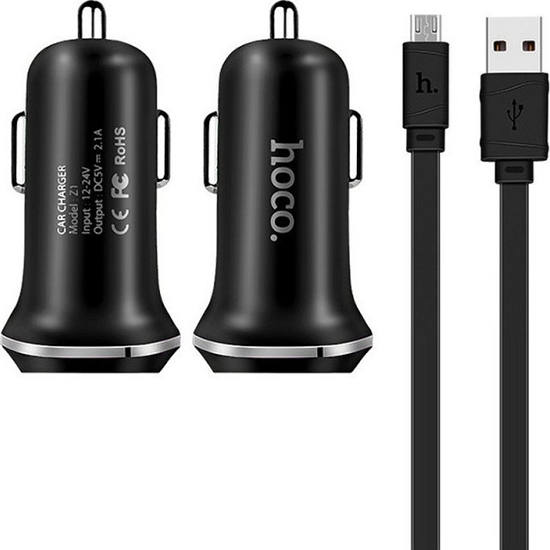 Φορτιστής Αυτοκινήτου Hoco Z1 2.1A Με Καλώδιο Micro USB