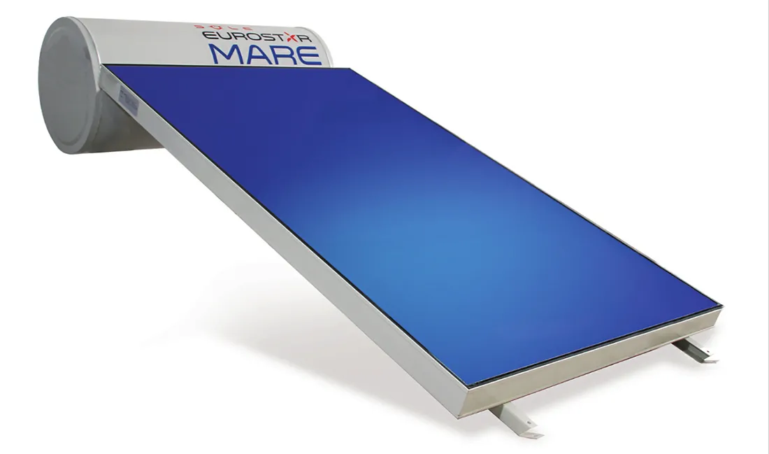 Ηλιακός Θερμοσίφωνας Sole Ηλιοθερμο Eurostar Mare 200lt Glass Διπλής Ενέργειας 2.6τ.μ. Συλλέκτη Χαμηλού Ύψους