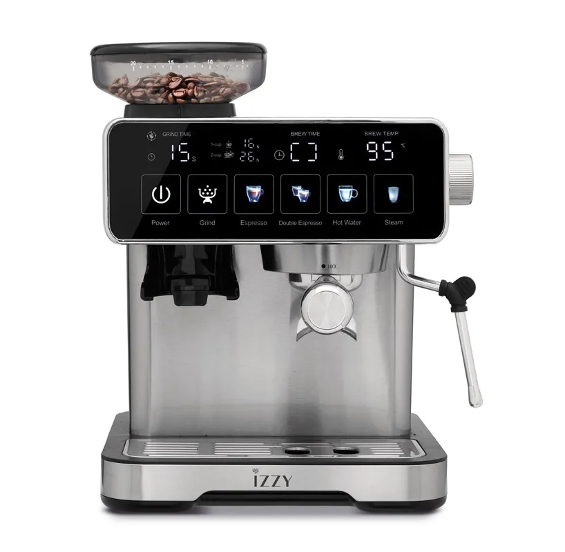 Αυτόματη Μηχανή Espresso Izzy Iz-6026 1500W 20bar με Μύλο Άλεσης Καφέ