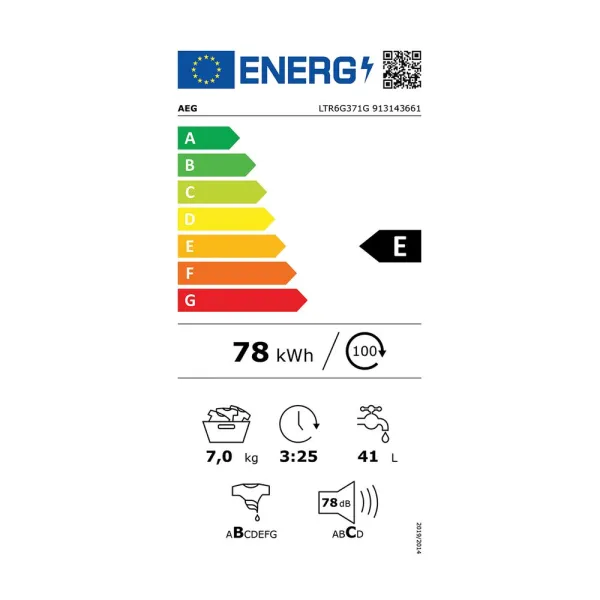 Πλυντήριο Ρούχων Άνω Φόρτωσης AEG 6000 Prosense 7kg 1300 Στροφών