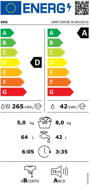 Πλυντήριο-Στεγνωτήριο Ρούχων AEG 8kg/5kg Ατμού 1400 Στροφές 7000 ProSteam