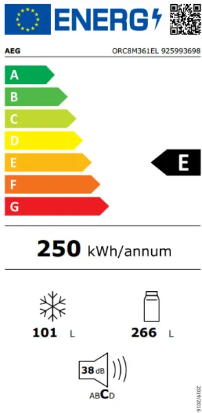 Ψυγειοκαταψύκτης AEG ORC8M361EL 8000 Cooling 360° 367lt NoFrost 