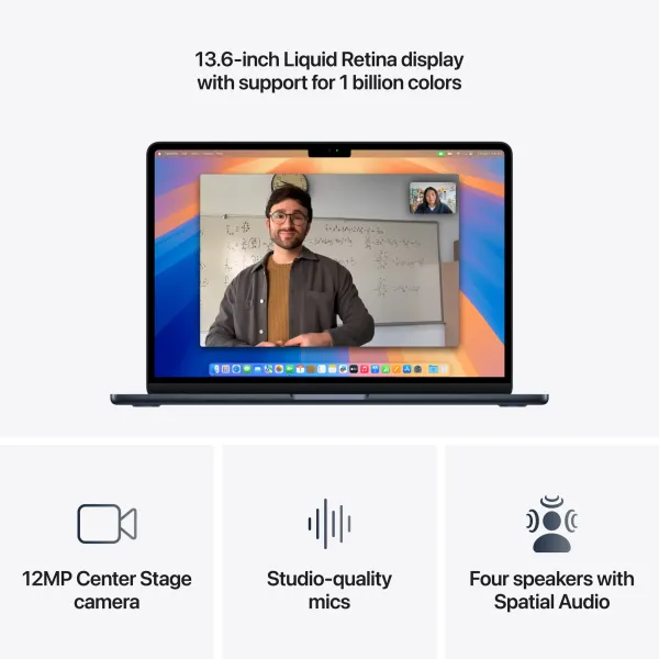 Apple 13-inch MacBook Air: Apple M4 chip with 10- core CPU and 8-core GPU, 16GB, 256GB SSD – Midnight