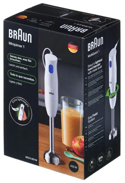 Ραβδομπλέντερ Braun MQ10.001M WH με Ανοξείδωτη Ράβδο 450W Λευκό