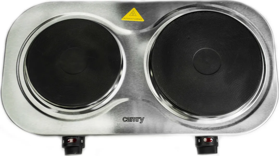 Επιτραπέζια Εστία Εμαγιέ Camry Διπλή Inox