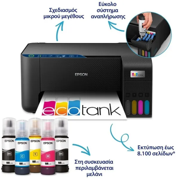Έγχρωμο Πολυμηχάνημα Epson EcoTank L3271 Inkjet με WiFi και Mobile Print