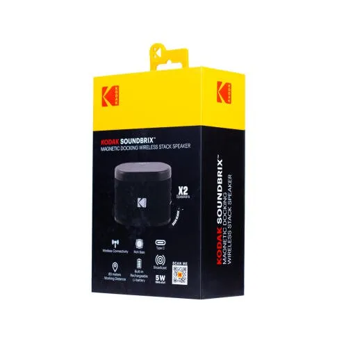 Kodak Φορητά Bluetooth Ηχεία 5W Magnetic Connect 2 τμχ Bass Black