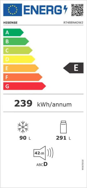 Ψυγείο Δίπορτο Hisense 381lt Total NoFrost Λευκό