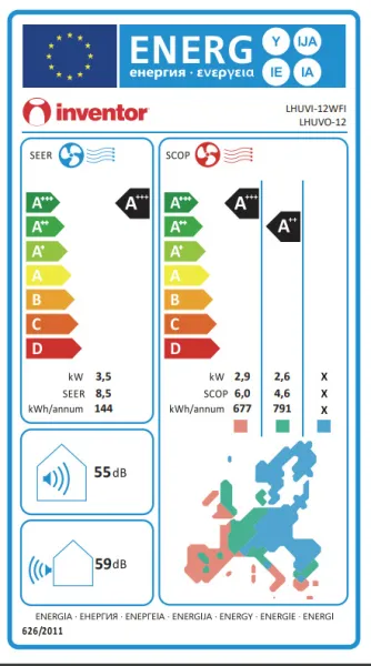 Inventor Leon (LHUV) Κλιματιστικό Inverter 12000 BTU A+++/A++ με Ιονιστή και WiFi