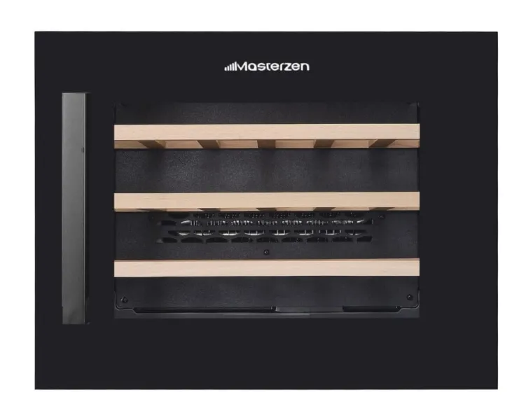  Masterzen Πλήρως Εντοιχιζόμενος Συντηρητής Κρασιών Μίας Ζώνης 24 Φιαλών με Μαύρη Πόρτα 