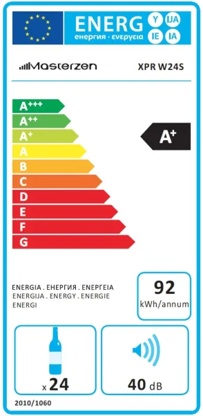 Masterzen Πλήρως Εντοιχιζόμενος Συντηρητής Κρασιών Μίας Ζώνης 24 Φιαλών με Inox Πόρτα 