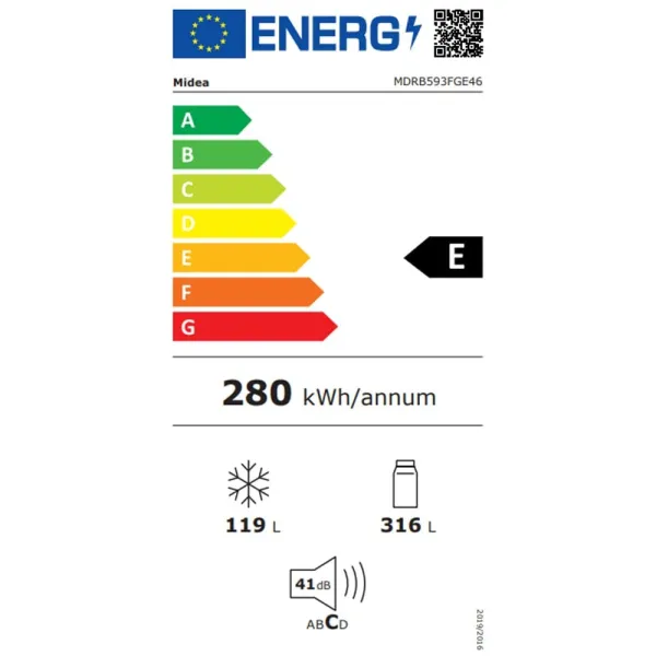 Ψυγειοκαταψύκτης Midea 435lt NoFrost Inox