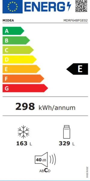 Ψυγείο Ντουλάπα Midea 492lt Total NoFrost Inox