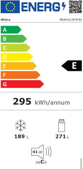Ψυγείο Ντουλάπα Midea 460lt Total NoFrost Inox