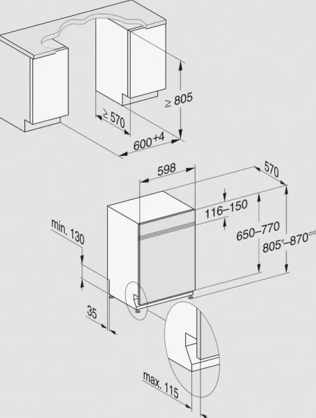 Ημι-εντοιχιζόμενο πλυντήριο πιάτων Miele G7710 SCi AutoDos με Wi-Fi για 14 Σερβίτσια Π59.8xY80.5εκ.