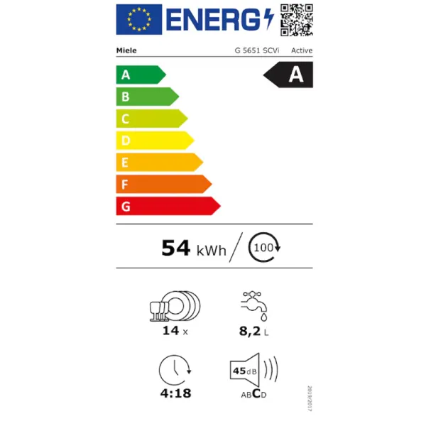 Πλήρως Εντοιχιζόμενο Πλυντήριο Πιάτων Miele G5651 SCVi D Active για 14 Σερβίτσια Π59.8xY80.5εκ.