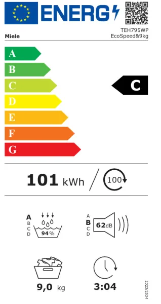 Στεγνωτήριο Miele TEH795WP EU1 LW EcoSpeed 9kg με αντλία θερμότητας