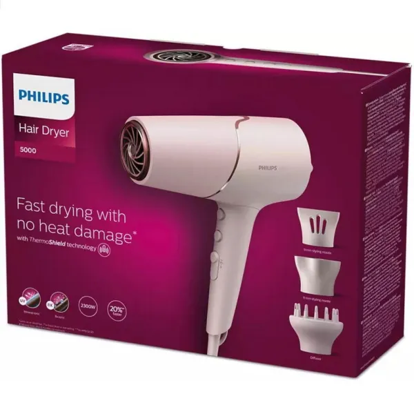 Επαγγελματικό Πιστολάκι Μαλλιών Philips BHD530/20 Series 5000 Ionic με Φυσούνα 2300W Pink