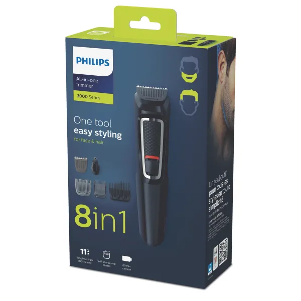 Επαναφορτιζόμενη Κουρευτική Μηχανή Philips Multigroom Series 3000 MG3730/15 Μαύρη