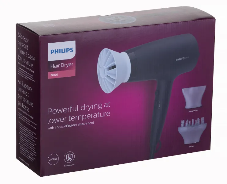 Πιστολάκι Μαλλιών Philips BHD360/20 Series 3000 με Φυσούνα 2100W Dark Blue
