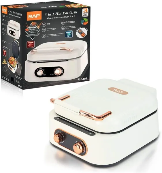 Πολυλειτουργική Ηλεκτρική Συσκευή Μαγειρικής Raf 3σε1 Hot Pot, Grill & BBQ