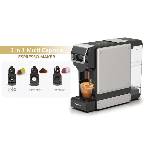 Αυτόματη Μηχανή Espresso Rohnson Multicapsule 3σε1 1450W Πίεσης 19bar Γκρι