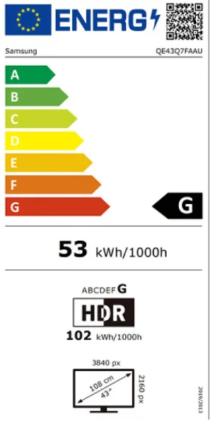 Τηλεόραση Samsung Smart 43''  4K UHD QLED Q7F HDR 2025