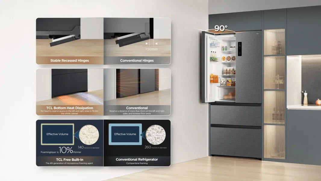 Ψυγείο Ντουλάπα TCL 532lt Total NoFrost Inox