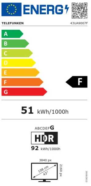 Τηλεόραση Smart Telefunken 43UA9007F HDR (2024) 4K UHD LED