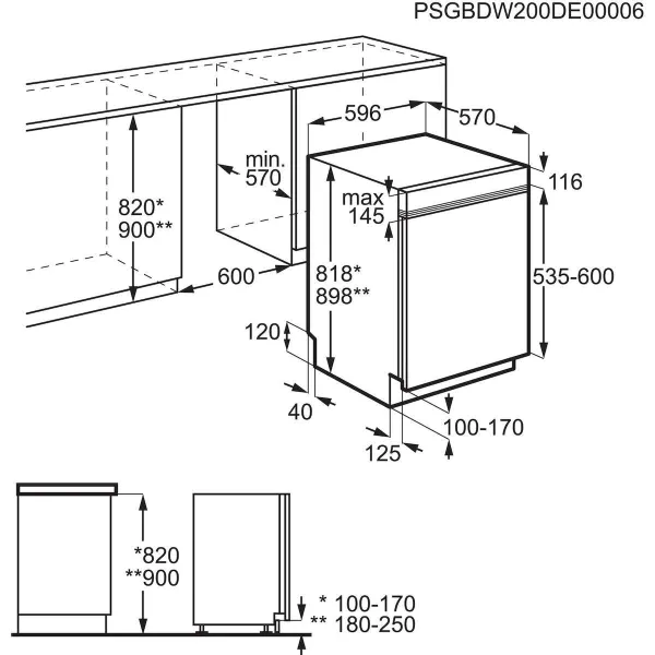 Πλυντήριο Πιάτων Εντοιχιζόμενο AEG FEE53610ZM για 13 Σερβίτσια 