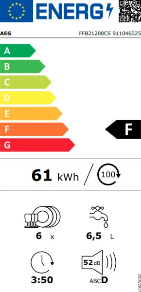 Πλυντήριο Πιάτων Πάγκου AEG FFB21200CS για 6 Σερβίτσια 