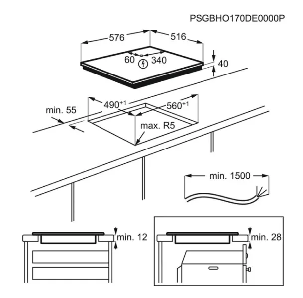 Κεραμική Εστία Αυτόνομη AEG HK624000XB με Πλαίσιο 