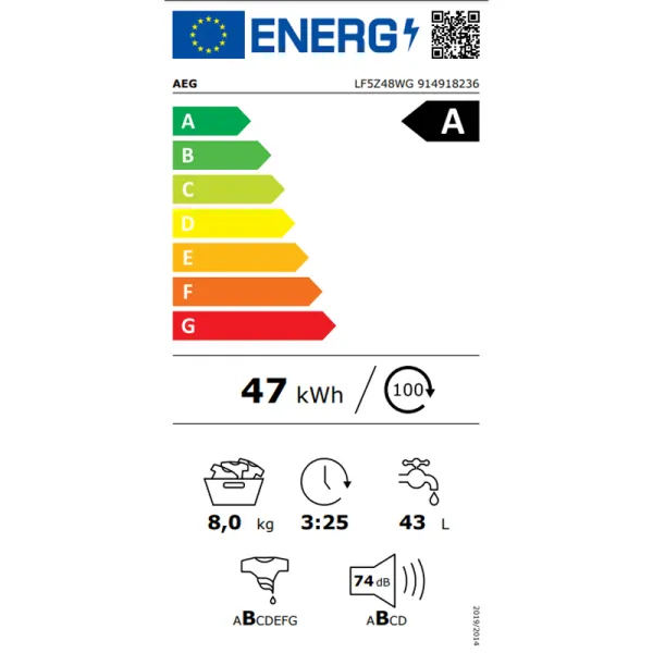 Πλυντήριο Ρούχων AEG LF5Z48WG 8kg με Τεχνολογία Ατμού 1400 Στροφές 