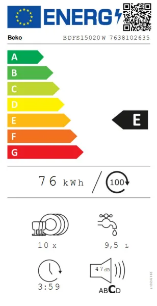 Πλυντήριο Πιάτων Ελεύθερο Beko BDFS 15020 W για 10 Σερβίτσια